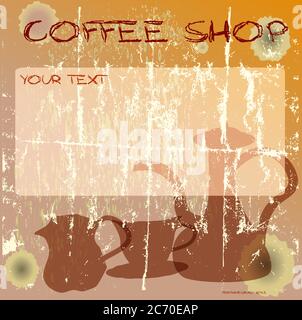 grungy coffee shop design template, vector illustration Stock Vector