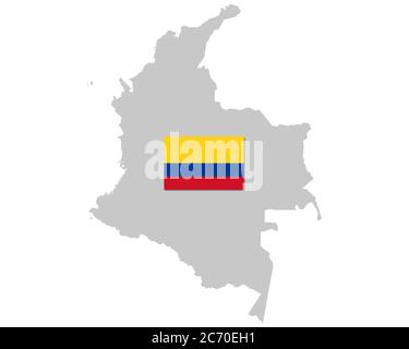 Flag and map of Colombia Stock Photo