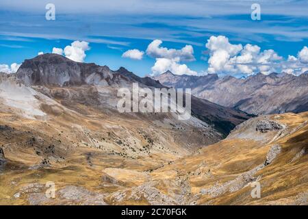 Alpine landscape of the French alps, Col de la Bonette in the Provence Alpes, France. Stock Photo