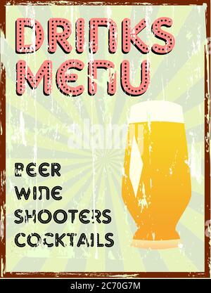 Cocktail menu card design template,free copy space Stock Vector