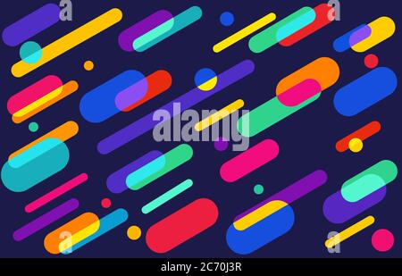 abstract geometric shapes  colorful dot and line  on a dark blue background. vector Stock Vector