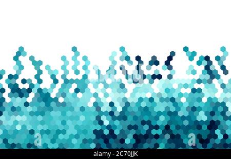 abstract blue color geometric hexagons mosaic background pattern design vector. Stock Vector