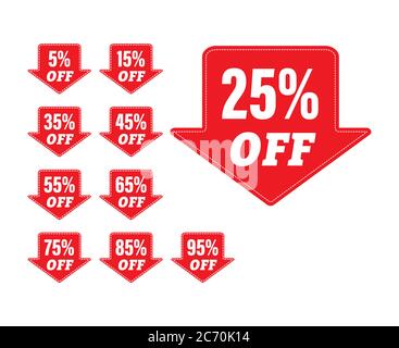 set of stickers with a percentage discount for stickers, labels and ...