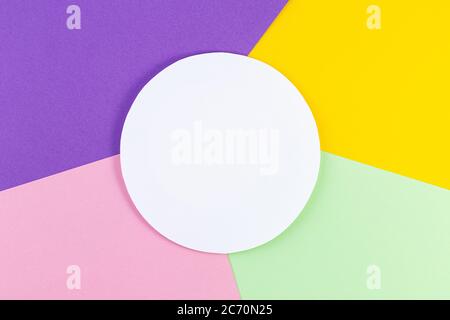 Geometry background minimal concept. Multicolored paper. Creative flat layout with copy space. Abstract pastel colored paper texture minimalism backgr Stock Photo