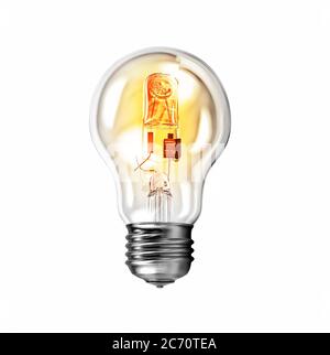 Modern glowing lamp bulb on a white background