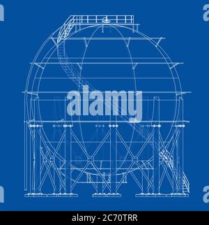 Spherical gas tank outline. 3D illustration Stock Photo