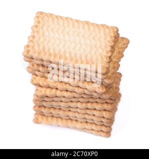 Stack of rectangular cookies isolated over white background Stock Photo