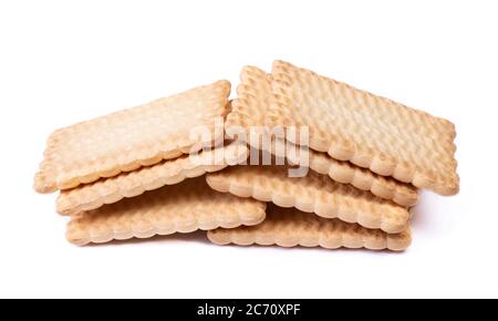 Stack of rectangular cookies isolated over white background Stock Photo