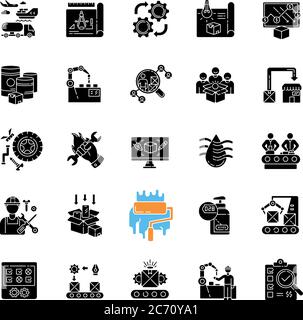 Product development process black glyph icons set on white space ...