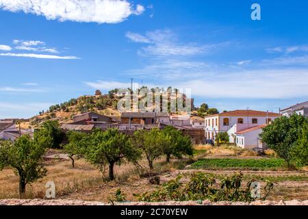 Mobile Phone Mast At The Site Of The Old Fort That Was On The Hilltop Overlooking Oria, Andalucía Spain Stock Photo