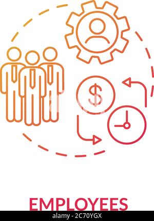 Employees concept icon. Corporation members. Office workers team. Employment law. Subordinates idea thin line illustration. Vector isolated outline RG Stock Vector