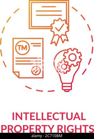 Intellectual property rights concept icon. Invention patent. Company watermark. Copyrights protection idea thin line illustration. Vector isolated out Stock Vector