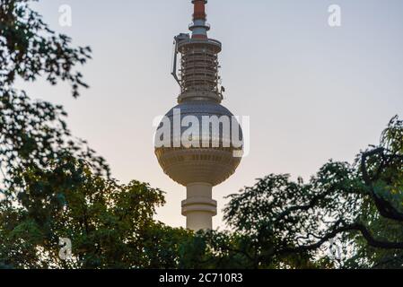 BERLIN, GERMANY - SEPTEMBER 17, 2013: The Fernsehturm Television Tower IN BERLIN. Stock Photo