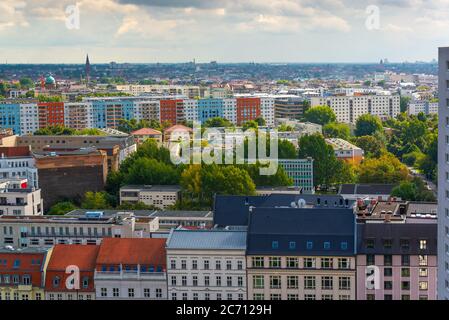 East Berlin, Germany apartment blocks skyline in the afternoon. Stock Photo