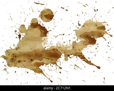 Coffee splatter cut out on and isolated on a white background Stock Photo