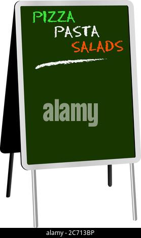 blank menu on sandwich board for italian food,free copy space Stock Vector