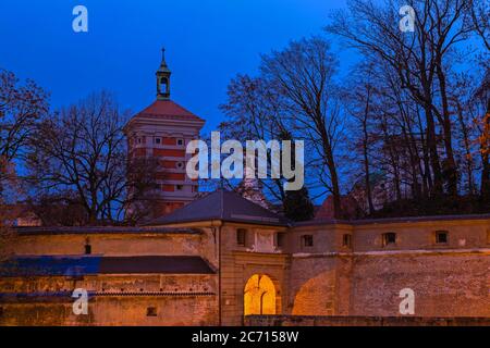 Early morning at the city wall in Augsburg, Bavaria, Germany Stock Photo