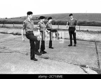 Archive image of Wiltshire Army Cadets on the drill square at Tilshead Camp on Salisbury Plain circa 1993. Stock Photo