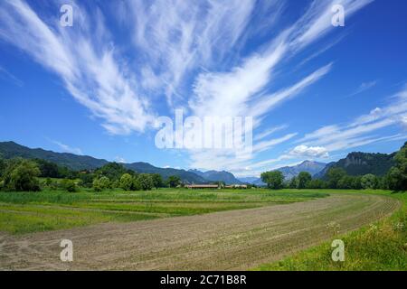 Cycleway of the Adda river near Brivio, Lecco, Lombardy, Italy Stock Photo