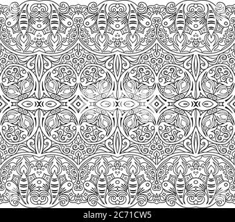 Abstract ethnic nature tile stripe seamless border Stock Vector Image ...
