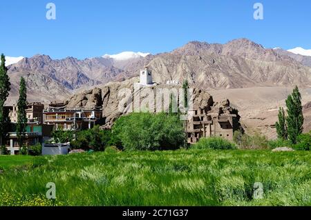 View on Alchi, Ladakh, one of more interesting objects in the Indus valley Stock Photo