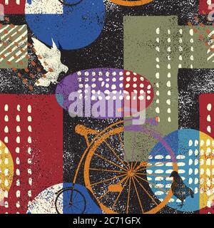 City grunge abstract, seamless vector pattern. Stock Vector