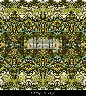 Abstract ethnic nature tile stripe seamless border Stock Vector Image ...