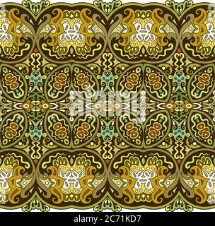 Abstract ethnic nature tile stripe seamless border Stock Vector Image ...