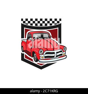 Classic truck illustration or vintage or retro car logo design. vintage style.EPS 10 Stock Vector