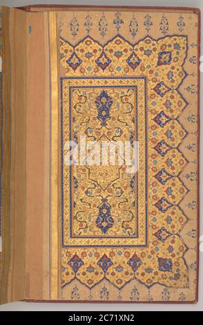 Illuminated Double Page of a Yusuf and Zulaikha of Jami, ca. 1580. Stock Photo