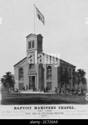 Baptist Mariners Chapel, New York, ca. 1848. Stock Photo