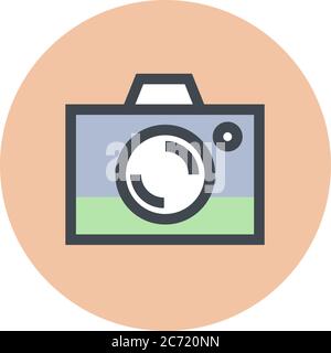 Color icon with a camera. Stock Vector