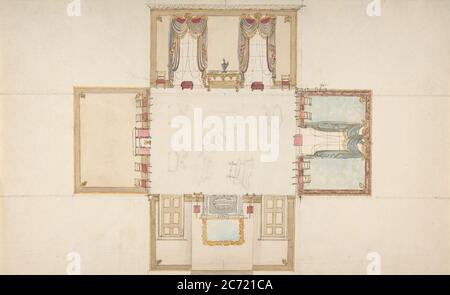 Plan and Elevations of a Room, ca. 1830. Stock Photo