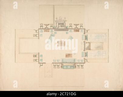 Plan and Elevations of a Room, early 19th century. Stock Photo