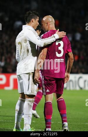 Cristiano Ronaldo and Cris  during the Champion League 2011 - 2012 ,Olympique Lyonnais - Real Madrid  on November 02 2011 in Lyon France - Photo Laurent Lairys / DPPI Stock Photo