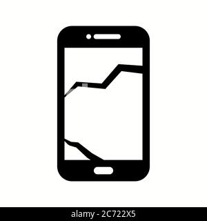 Unique Broken Cell Phone Vector Glyph Icon Stock Vector