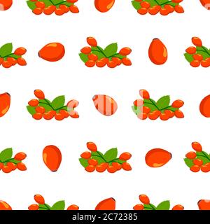 Illustration on theme big colored seamless rose hip, bright berry pattern for seal. Berry pattern consisting of beautiful seamless repeat rose hip. Si Stock Vector