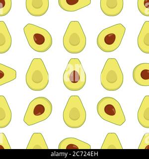 Illustration on theme big colored seamless avocado, bright fruit pattern for seal. Fruit pattern consisting of beautiful seamless repeat avocado. Simp Stock Vector
