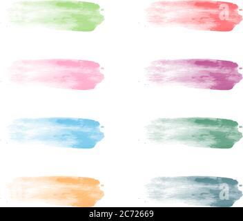 collection of pastel watercolor brush strokes isolated on white background vector illustration Stock Vector