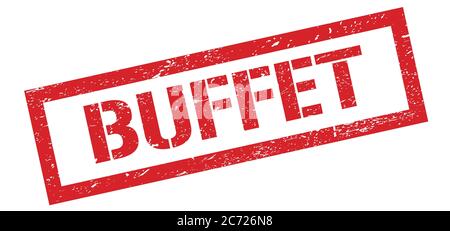 BUFFET red grungy rectangle stamp sign. Stock Photo