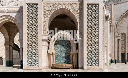 Casablanca, Morocco -April 2018: Architectural detail from the Hassan II Mosque in Casablanca, Morocco. It is the largest mosque in Morocco and the 7t Stock Photo