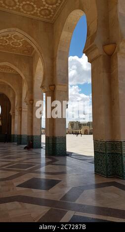 Casablanca, Morocco -April 2018: Architectural detail from the Hassan II Mosque in Casablanca, Morocco. It is the largest mosque in Morocco and the 7t Stock Photo