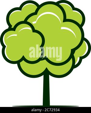 Summer Icon Tree. Vector outline Illustration. Plant in Garden. EPS file Stock Vector
