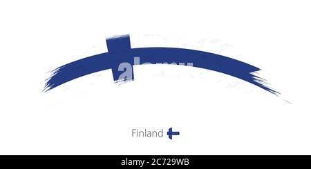 Flag of Finland in rounded grunge brush stroke. Vector illustration. Stock Vector