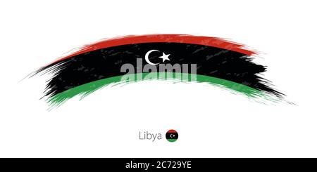 Flag of Libya in rounded grunge brush stroke. Vector illustration. Stock Vector
