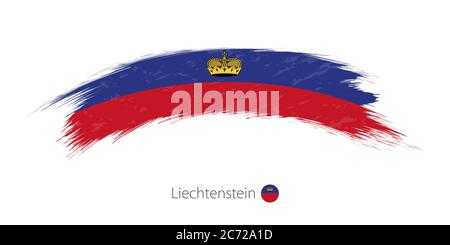 Flag of Liechtenstein in rounded grunge brush stroke. Vector illustration. Stock Vector
