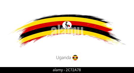 Flag of Uganda in rounded grunge brush stroke. Vector illustration. Stock Vector