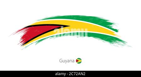 Flag of Guyana in rounded grunge brush stroke. Vector illustration. Stock Vector