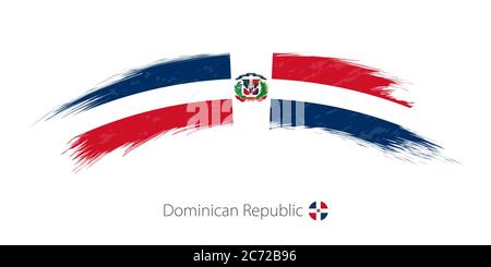 Flag of Dominican Republic in rounded grunge brush stroke. Vector illustration. Stock Vector