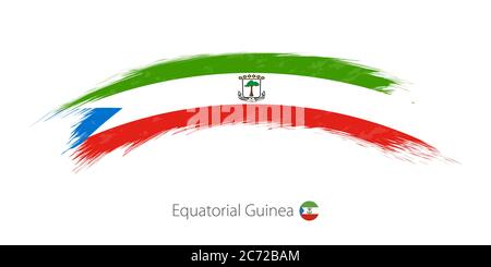 Flag of Equatorial Guinea in rounded grunge brush stroke. Vector illustration. Stock Vector